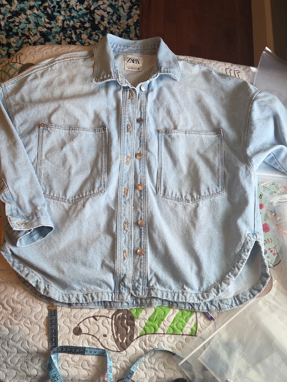 Zara Light Blue Oversized Denim Shirt Jacket